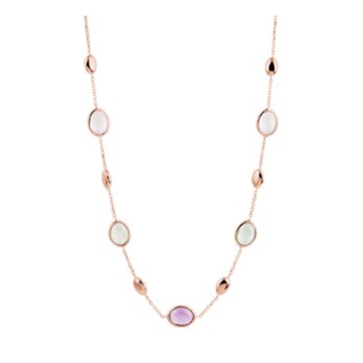 14k roodgoud collier op 70 cm met kleurstenen bezet