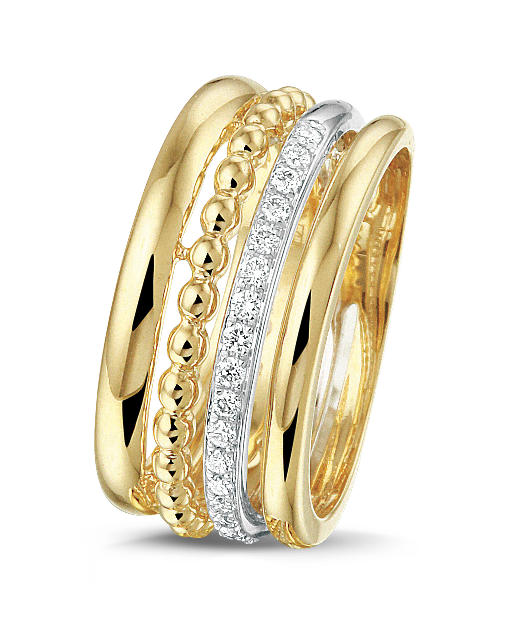 GEEL GOUDEN RING MET BRILJANT 19X0.17CRT 14 KRT
