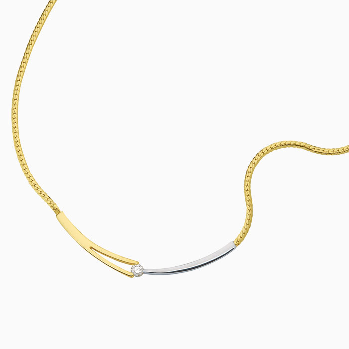 Eclat 14krt geel/witgouden collier met diamant