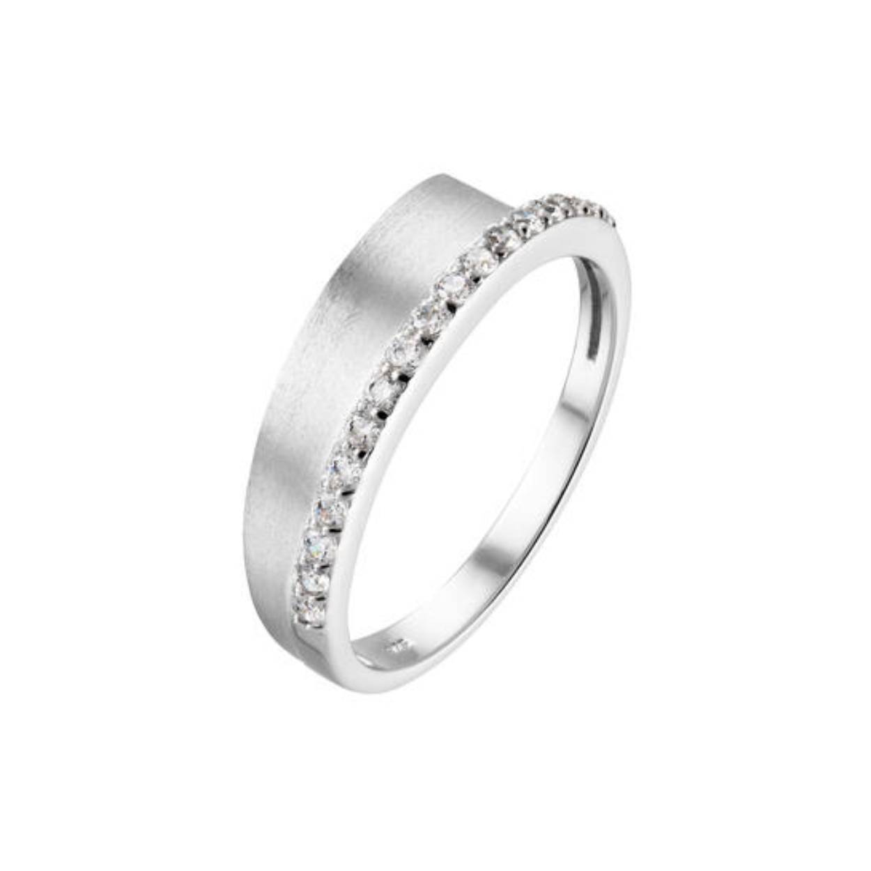 Zilveren Ring Mat met Zirkonia