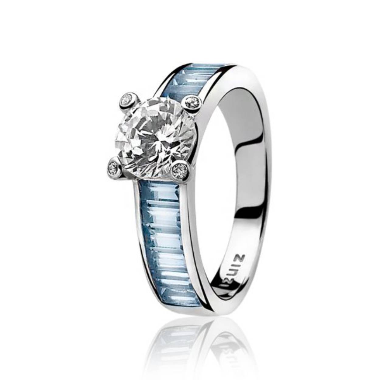 Zinzi zilveren ring wit/blauw zirkonia mt.56 ZIR775B