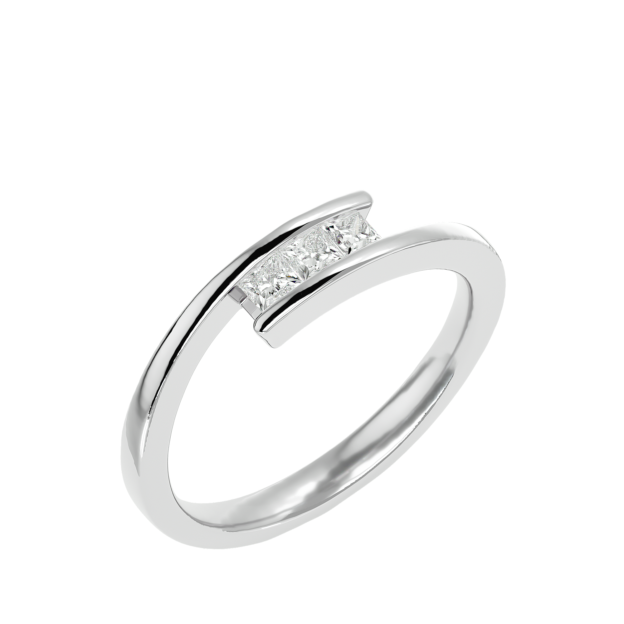 BAGUE OR BLANC ET DIAMANTS TAILLE PRINCESSE  0.28GHSI