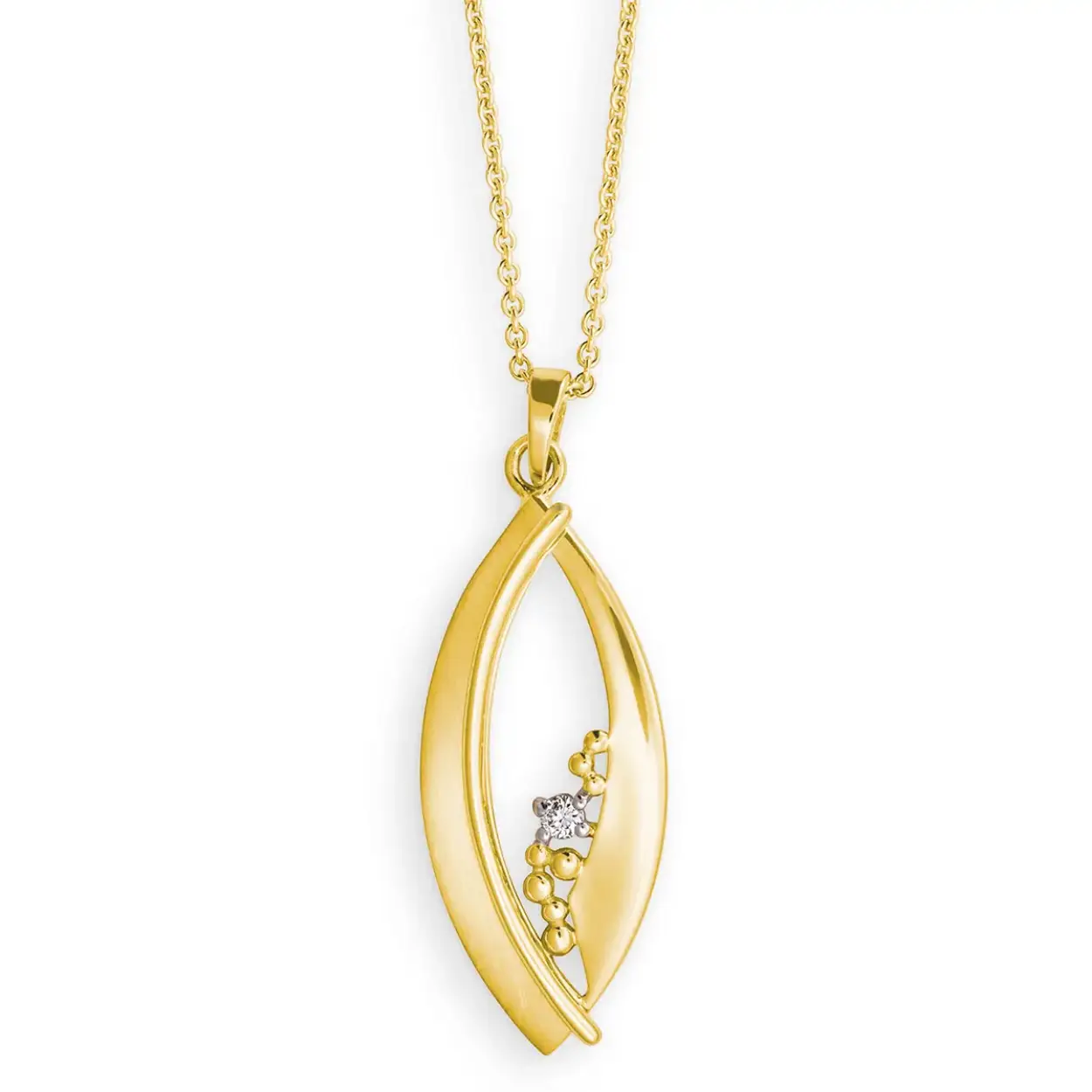 14K gouden hanger met diamant 0.03ct