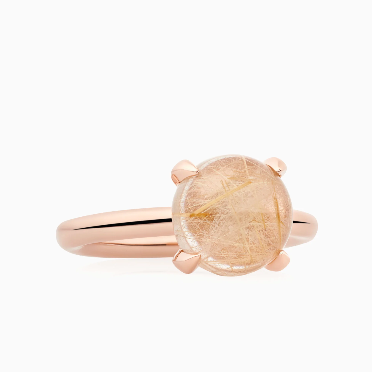 CATCH RING met cabochon geslepen rutielkwarts