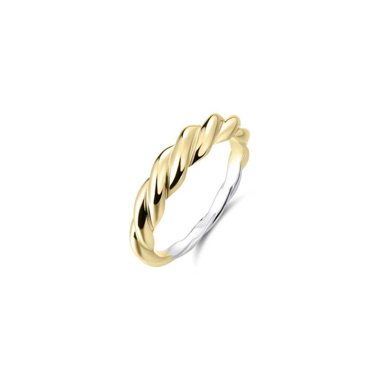 Zilveren ring  goldplated met gedraaid motief R487Y Mt. 56