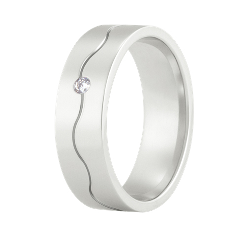 Een heel geliefd model uit onze collectie is deze ring welke voorzien is van een prachtige middenlijn met hierin gezet een briljant.