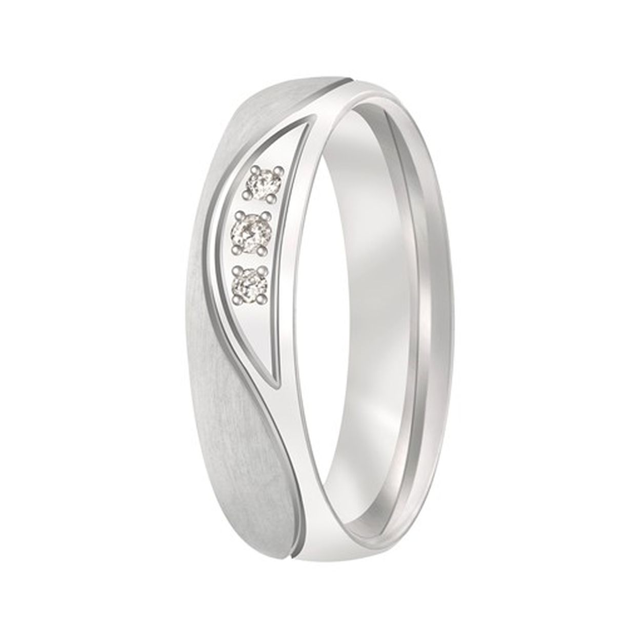 Is dit het perfecte model voor jouw? De prachtige bewerkingslijn, drie schitterende briljanten en twee verschillende oppervlaktebewerkingen maken deze ring tot een waar plaatje!
