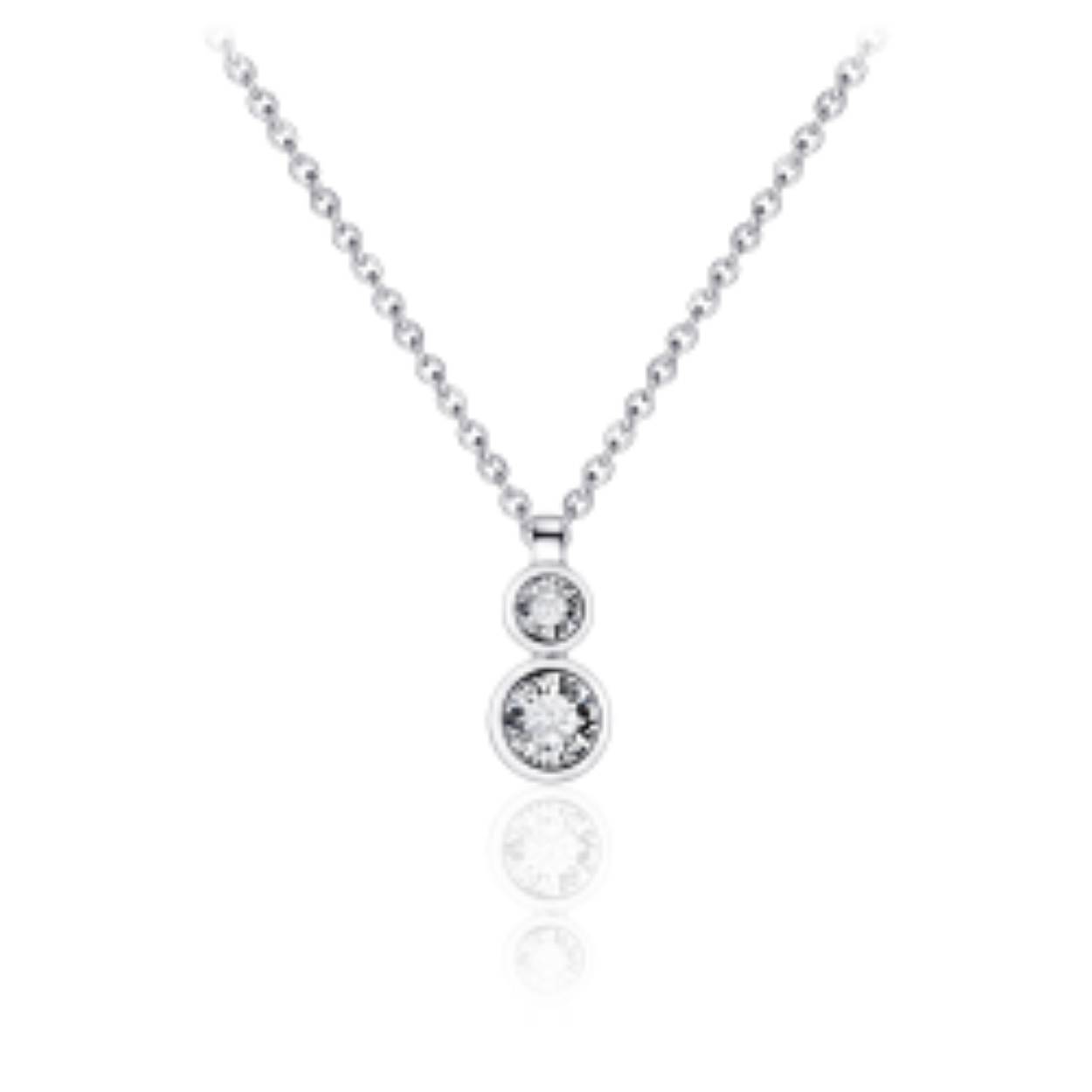 ketting zilver | 2 zirkonia's 42 + 5 cm
