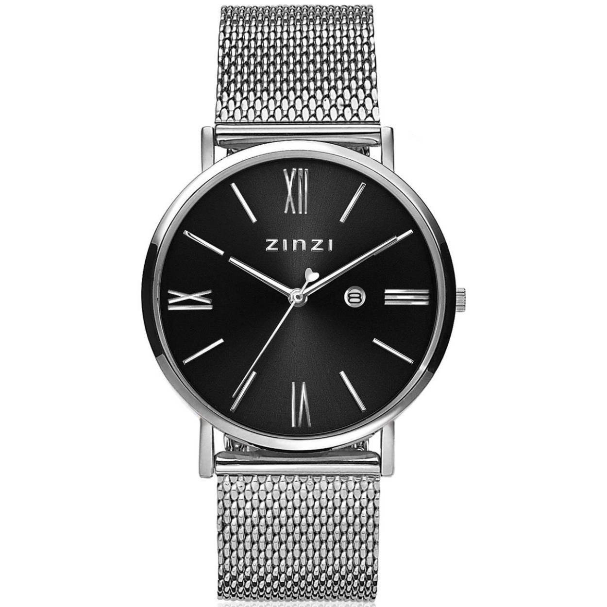 Dit ZINZI Roman horloge (34mm) is een maatje kleiner dan de populaire Retro watch. Met zijn geheel stalen kast van 34mm oogt dit horloge trendy op de dunnere pols. En de sierlijke Romeinse cijfers geven de wijzerplaat een tijdloos karakter.