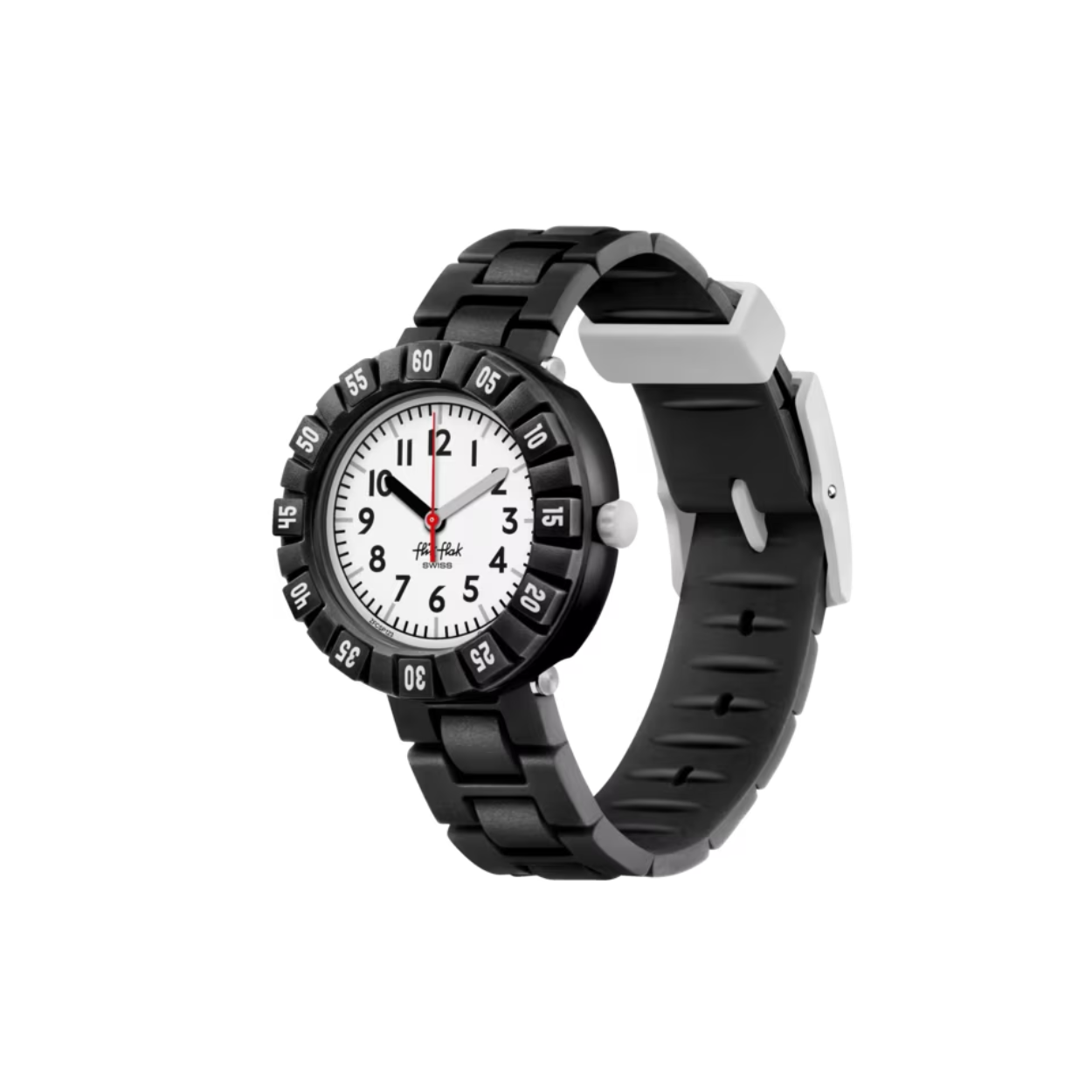 FLIK FLAK KINDERHORLOGE LEVEL BLACK
Ontdek LEVEL BLACK, het educatieve kids horloge met een volledig zwarte horlogeband. Met deze stijlvolle basic leren kids in no-time klokkijken! Het cadeau voor kids dat altijd en overal bij past!