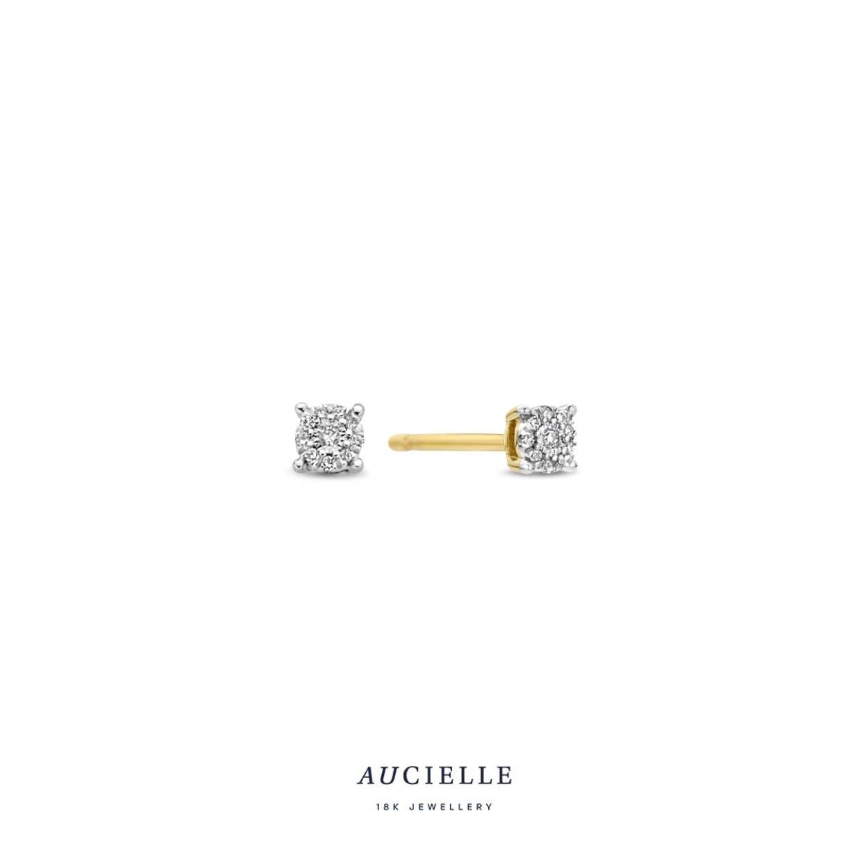 Aucielle oorstekers goud 18k, diamant 0.03ct
Rond pavé