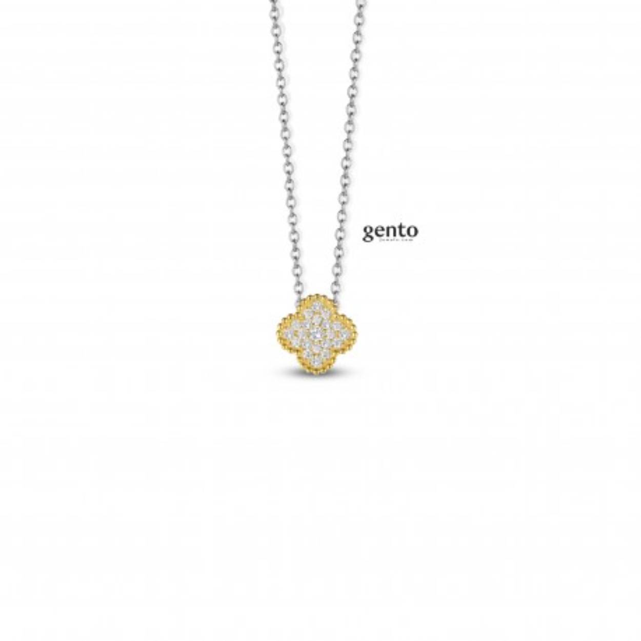 Bicolor zilveren ketting met zirconium