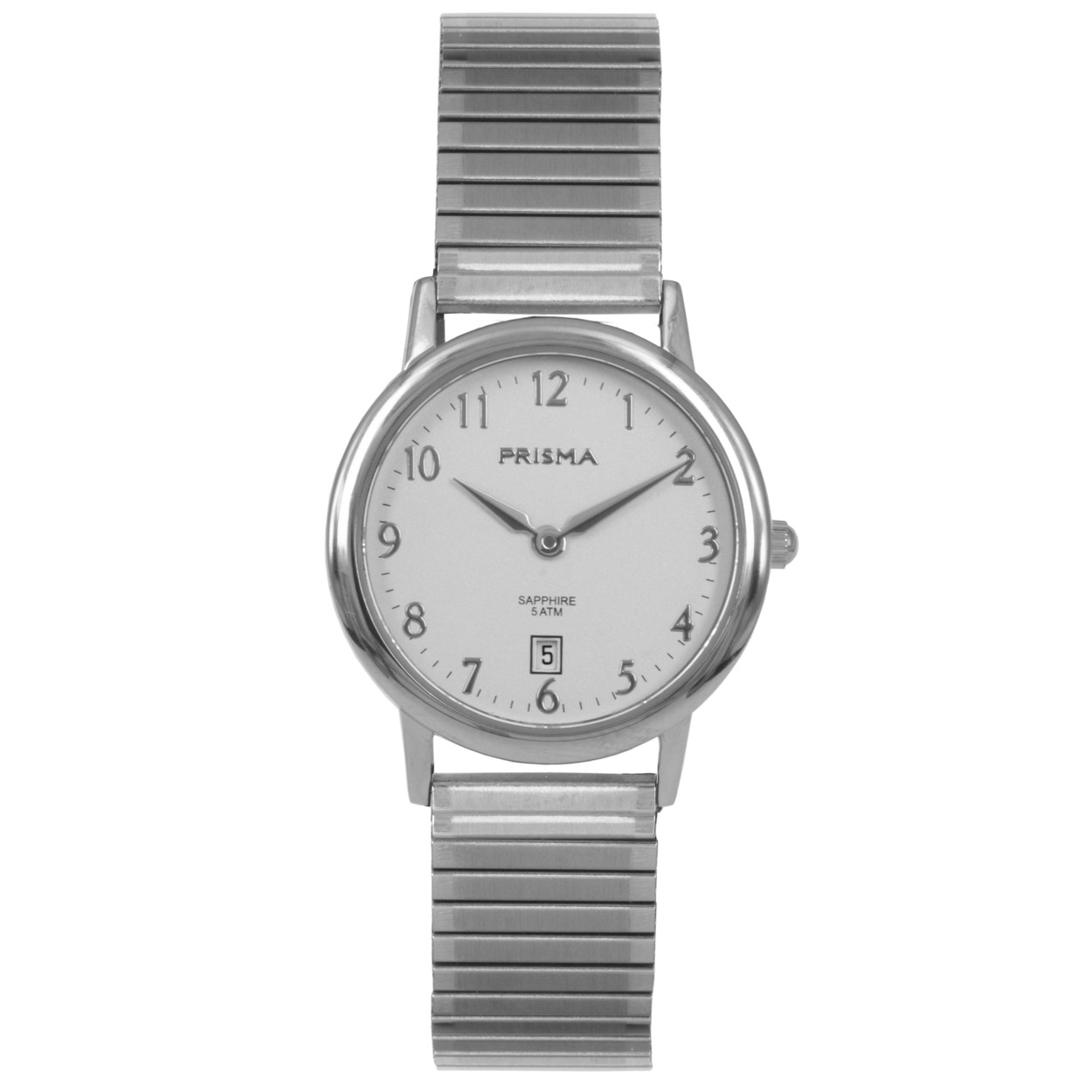 Prisma horloge 2116 dames edelstaal saffierglas 5 ATM 

Algemeen
Geslacht: dames
Model: P.2116

Voordelen
- band edelstaal zilver
- wijzerplaat wit met zilvere cijfers (arabisch)
- glas is zeer krasvast
- datum
- duidelijke tijdsweergave
- spat waterdicht: handenwassen, regen
- quartz
- maat kast 28mm (breedte) 6,4mm (dikte)