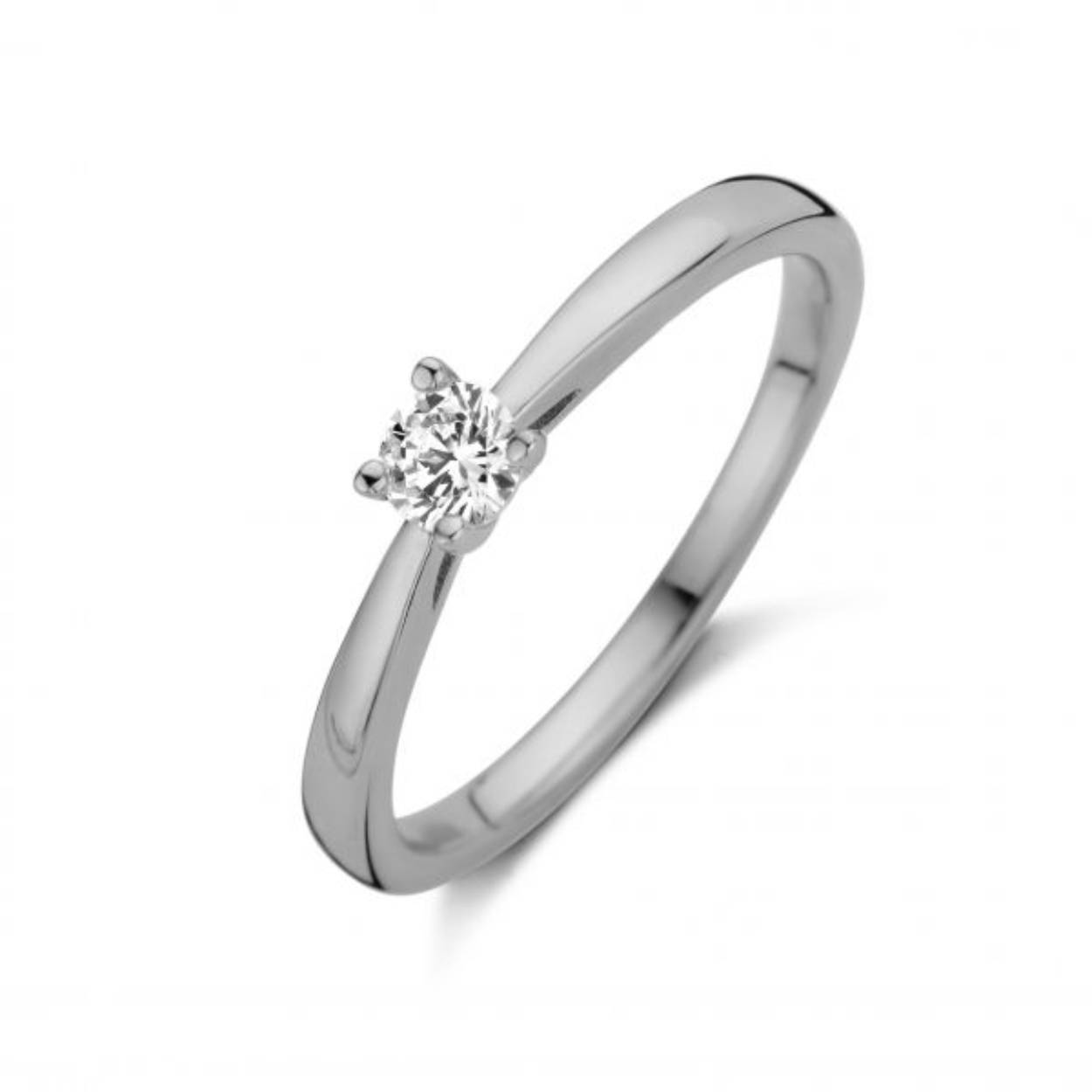 Zilveren ring solitair met 4 mm zirkonia