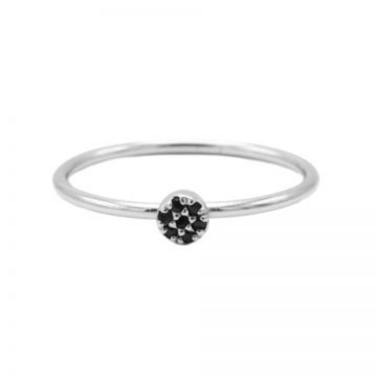 Ring Black Diamond Disc Silver