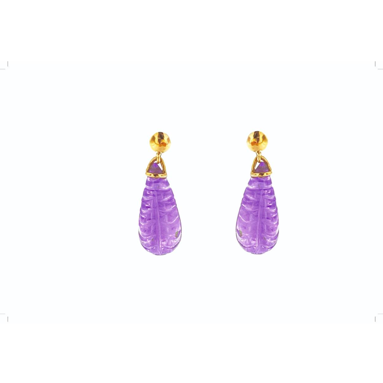 Gouden oorbellen 18 karaat met amethyst 