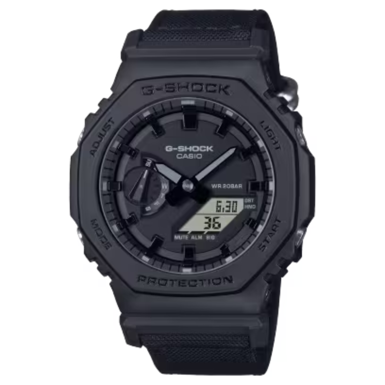 Dit Casio horloge behoort tot de G-shock collectie.
Referentienummer: GA-2100BCE-1A

Stoer street-smart ontwerp dat tegelijkertijd ook geschikt is voor gebruik in de natuur – deze G-SHOCK met Cordura nylon band voldoet aan alle vereisten.
Het modieuze, volledig zwarte ontwerp wordt aangevuld met een band van milieuvriendelijk Cordura nylon, waardoor je een coole, veelzijdige look krijgt die je zowel op het werk als in je vrije tijd kunt dragen.
