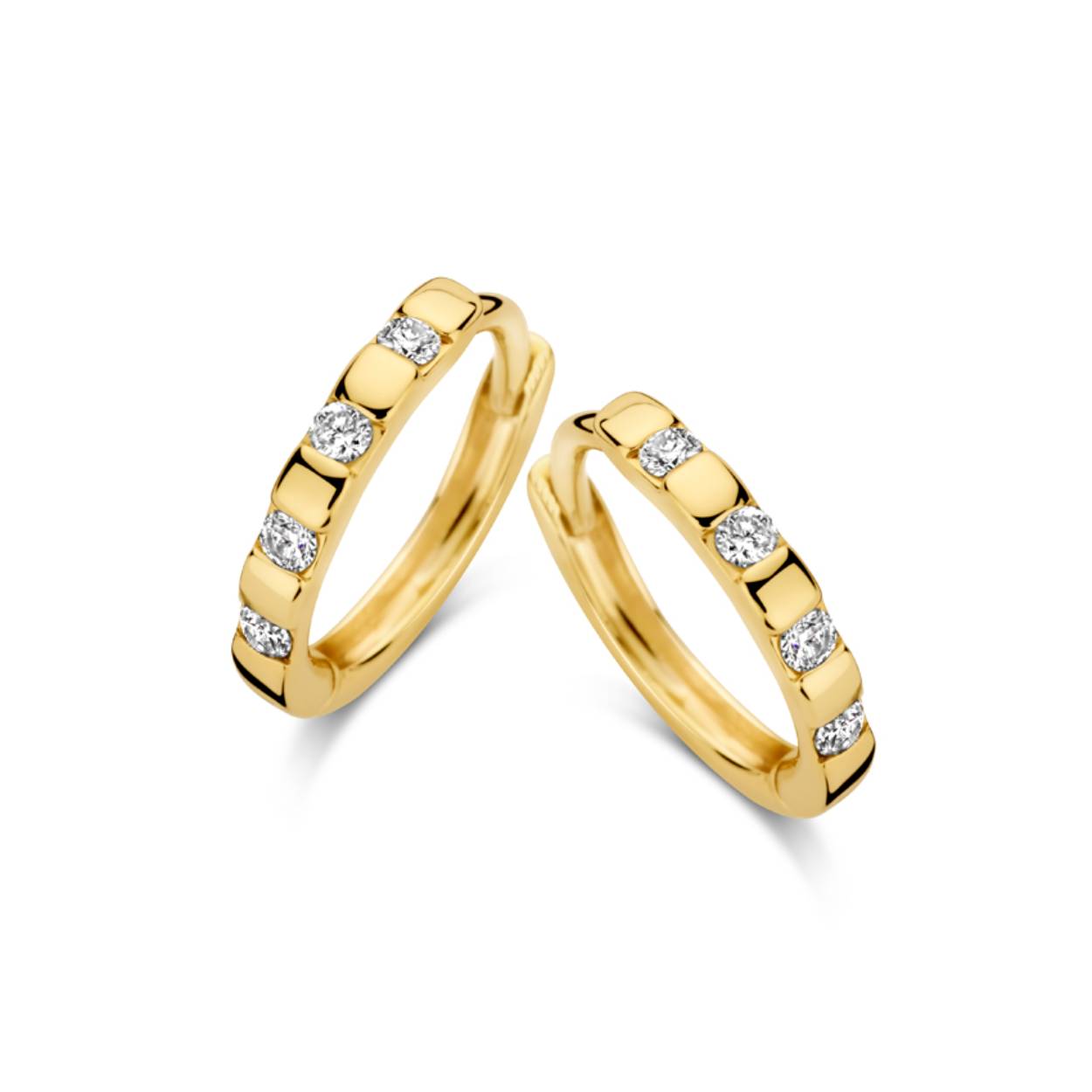 gouden oorringen, 4 briljantjes tot. 0.12ct