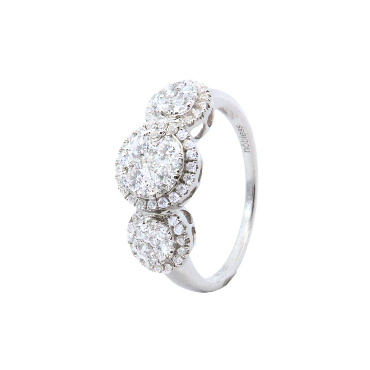 witgouden ring van 18KT met diamanten van 0.90ct + zijstenen