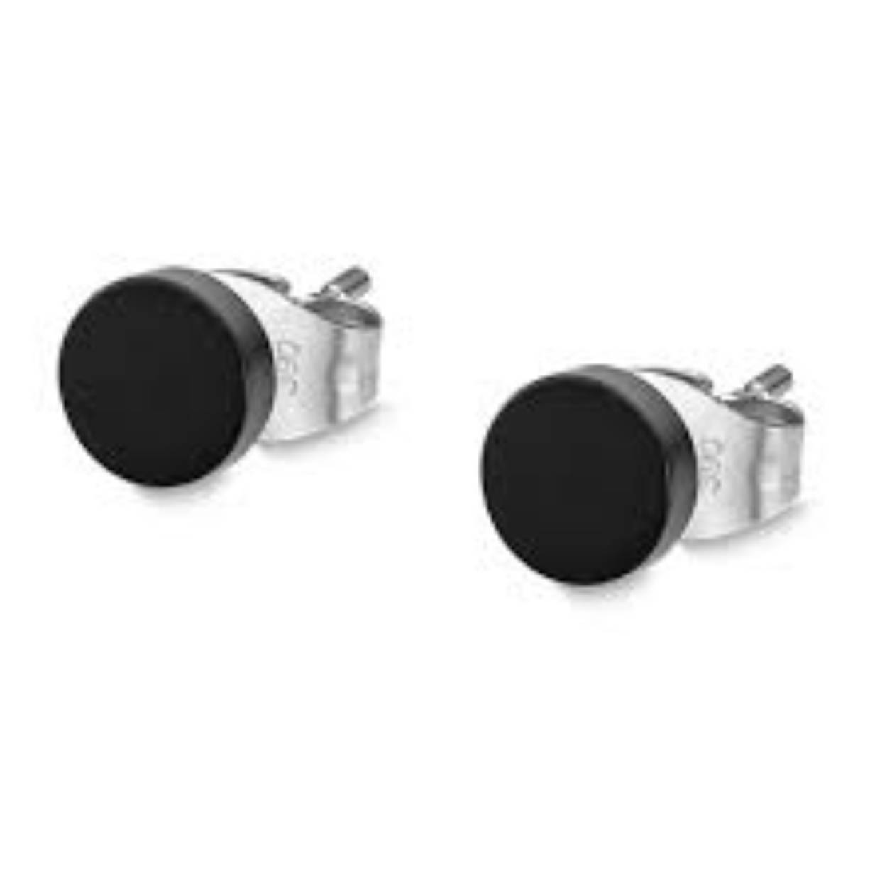 Lotus Style oorstuds zwart 6 mm rond