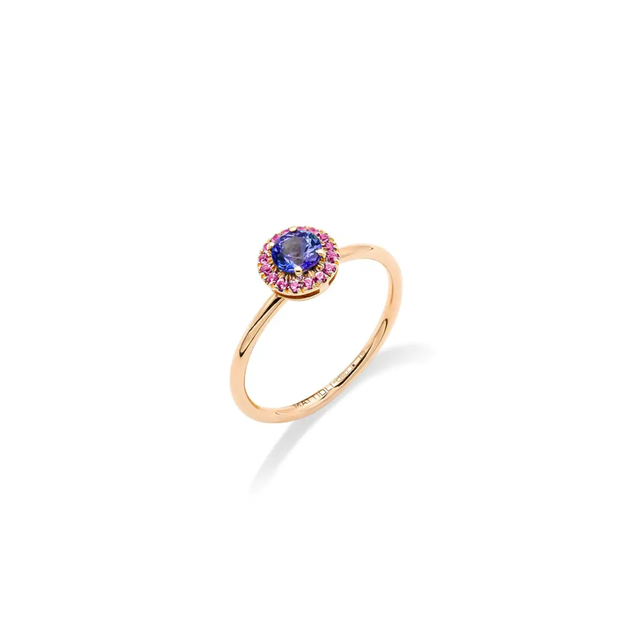 Mattioli Cupido ring rosé gold tanzaniet en saffier