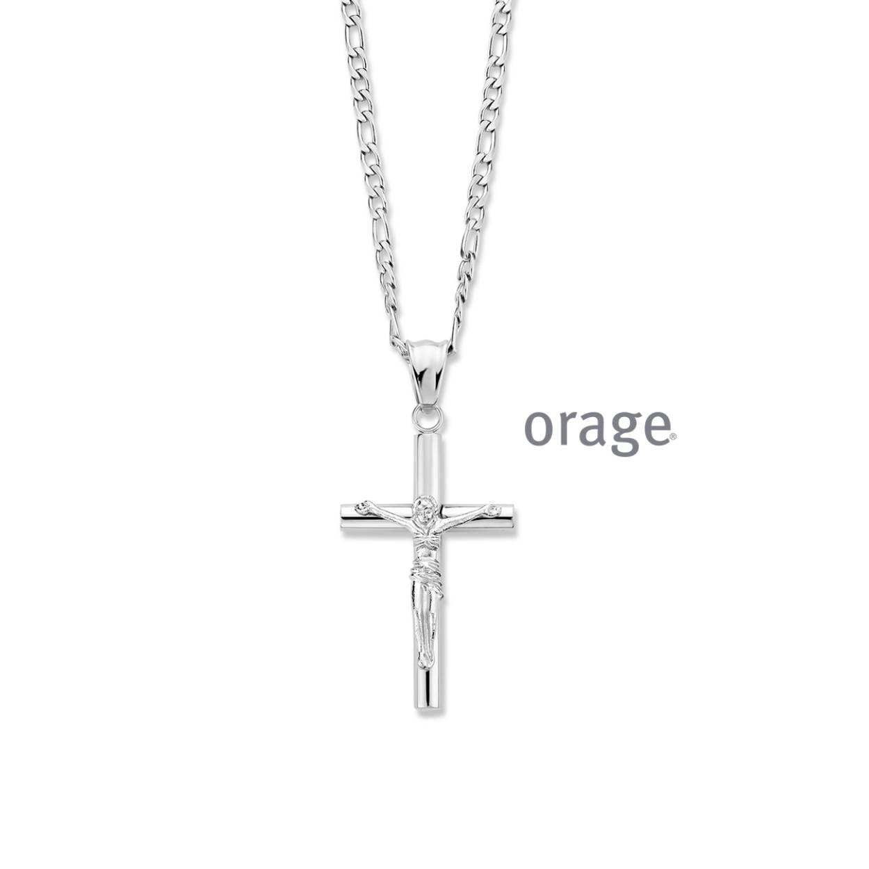 Orage ketting staal met kruis