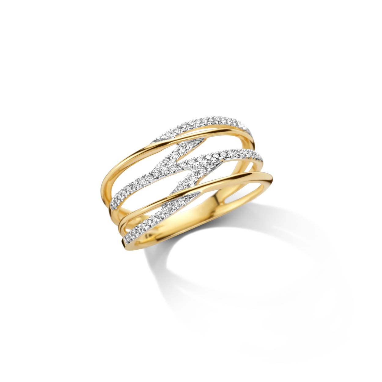 Geel gouden ring 18kt + 0.25ct brilj