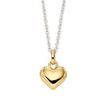 34-37-38cm zilveren collier met goudkleurig hart eraan Ella LSN0192
