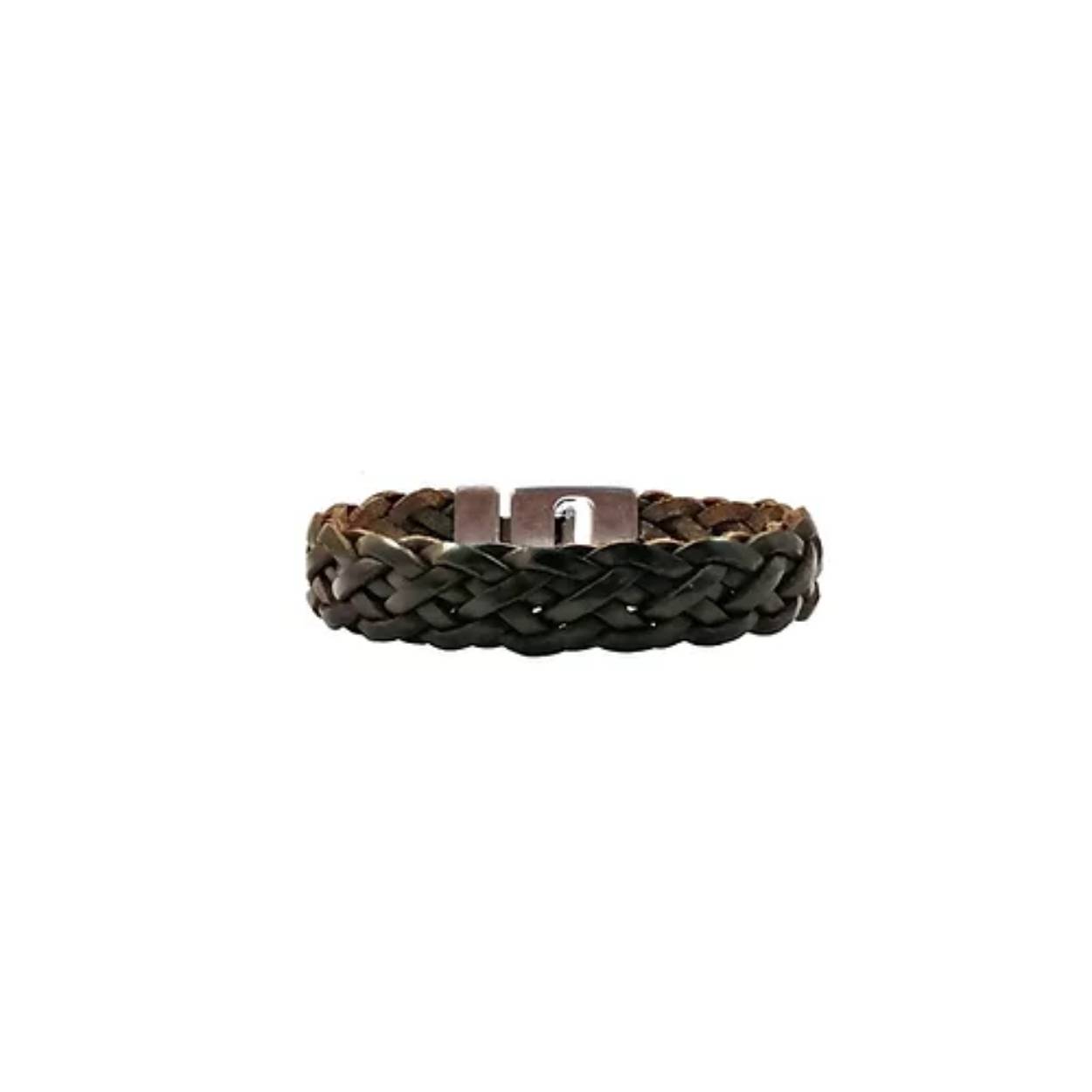 Josh armband zwart leer | Zilveren sluiting | Maat 21