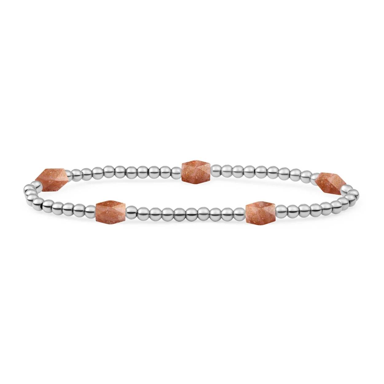 BRACELET SUNSTONE 3MM REVERSE EDGE MIX SILVER
