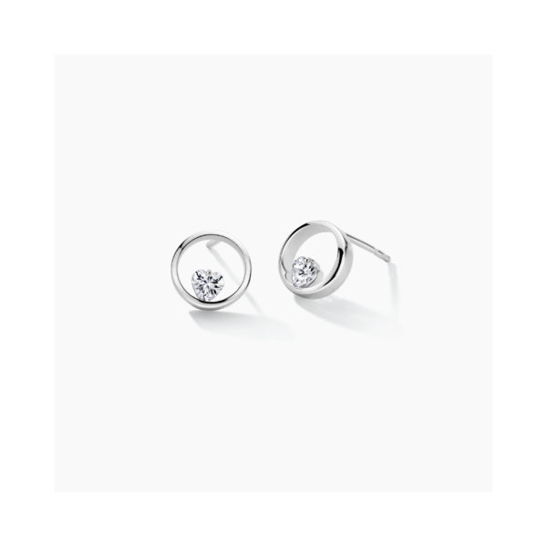 Zilveren oorbellen rondje met Swarovski steen