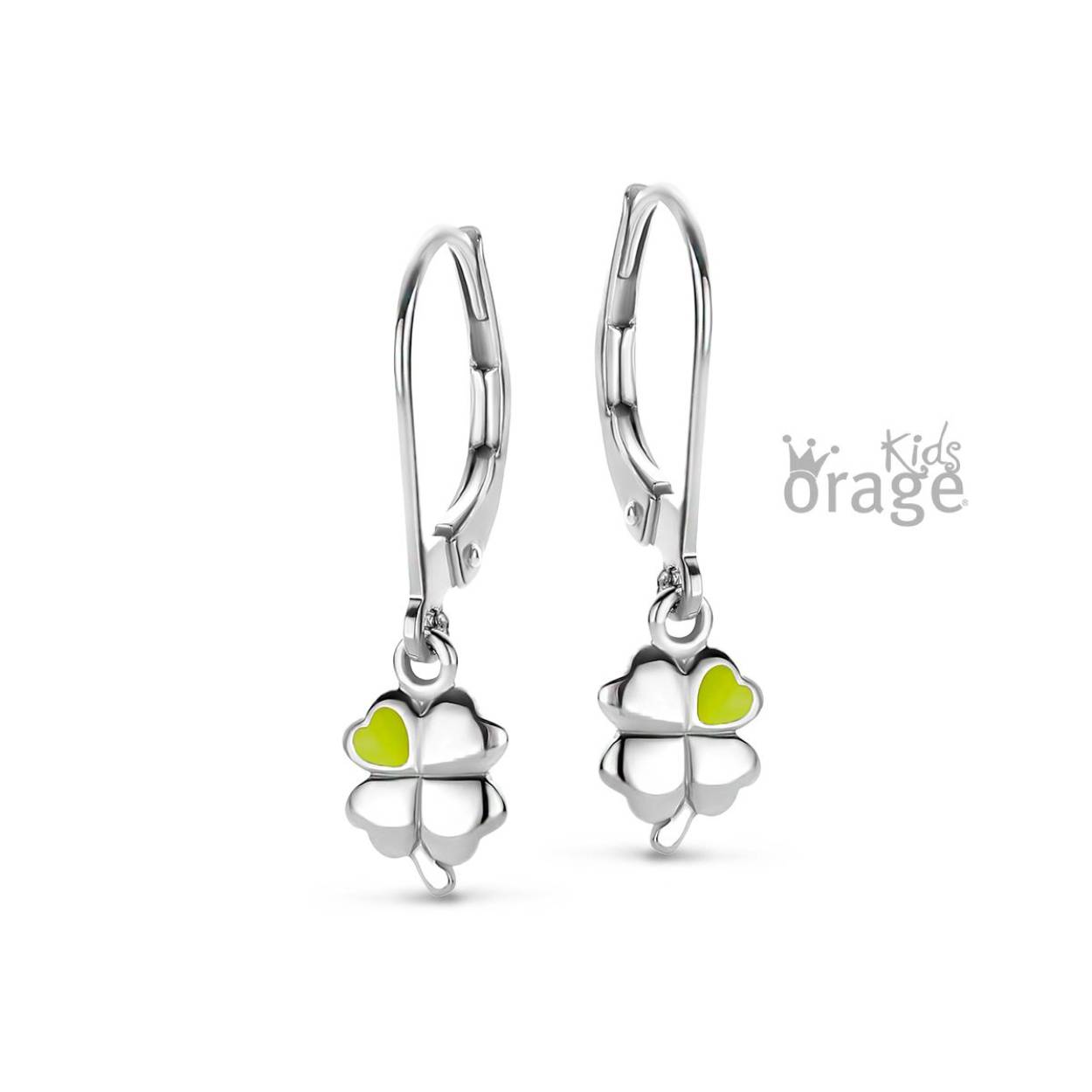 Orage oorslingers klavertje vier zilver 