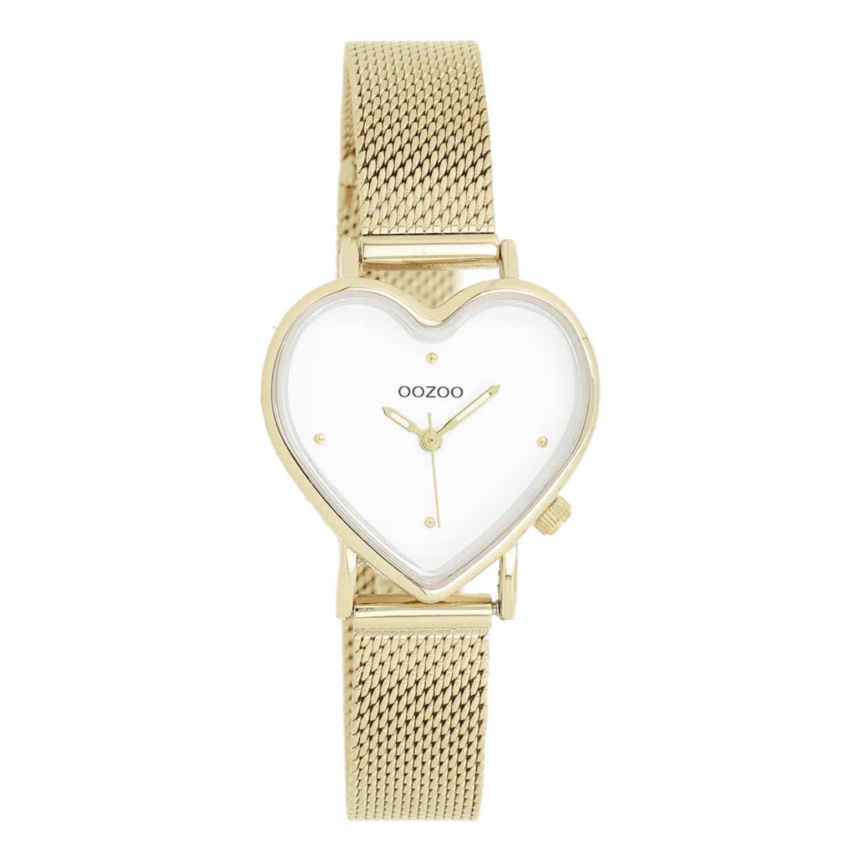 GOUDKLEURIGE HORLOGE MET GOUDKLEURIGE METALEN MESH ARMBAND
