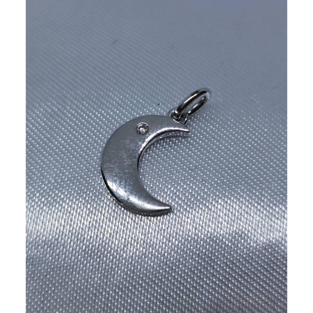 18 Karaat wit gouden hanger maan met zirkonia