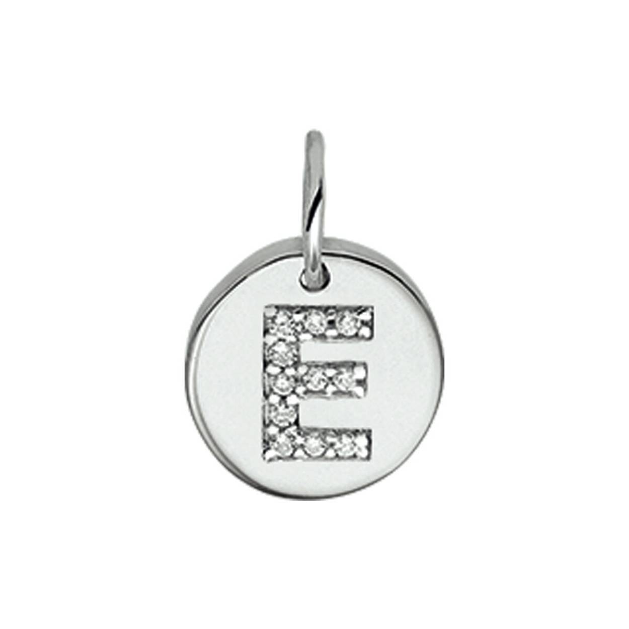 letter hanger E met zirkonia die zilveris