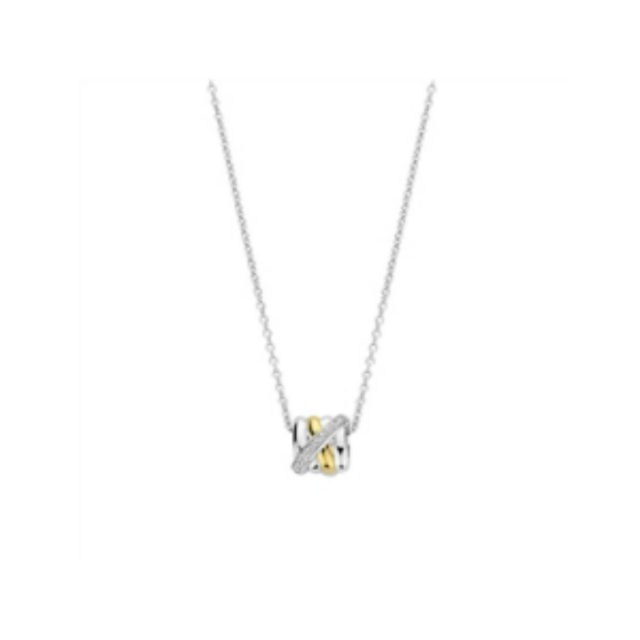 Zilveren collier met zilver/vergulde hanger