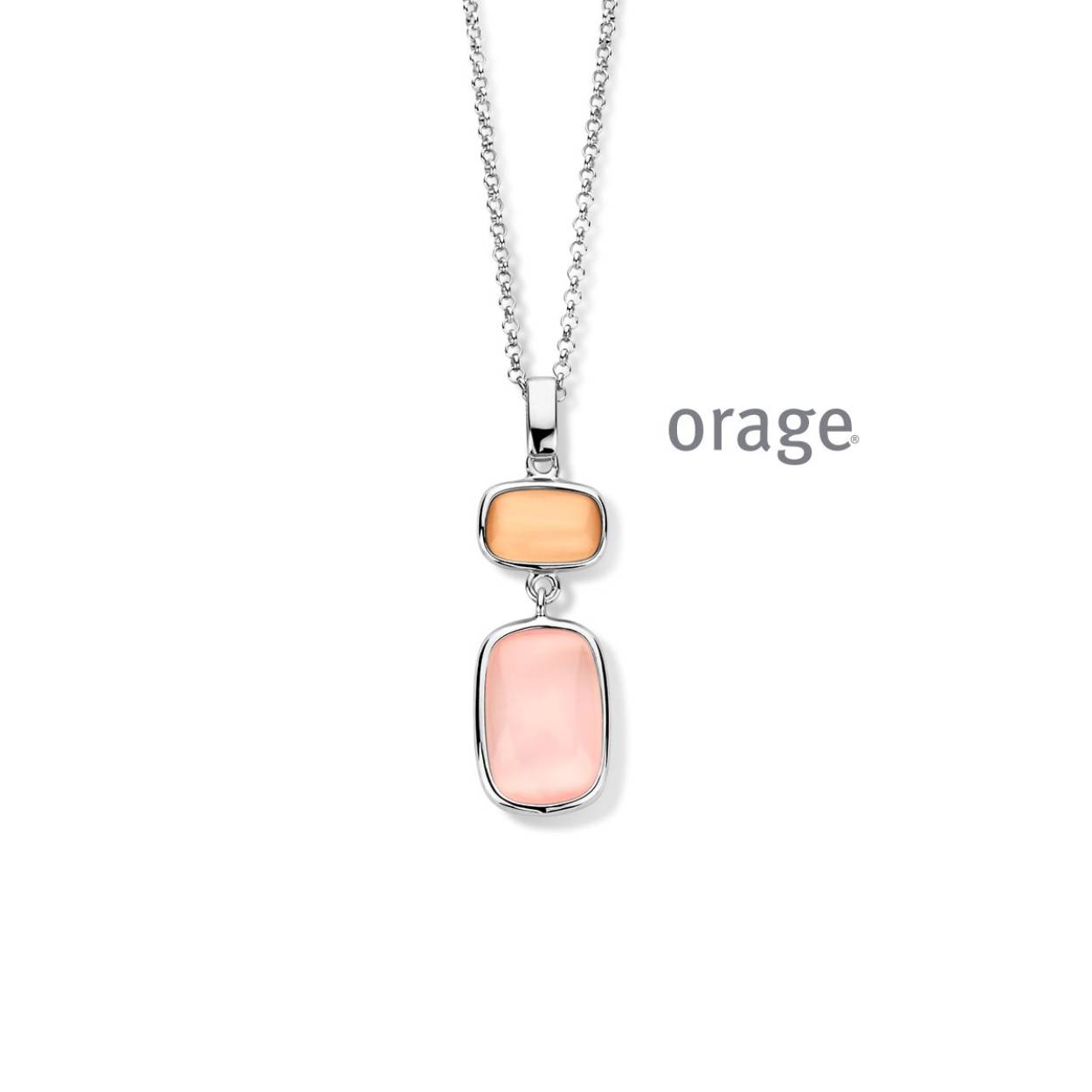 Orage collier zilver cat eye roze oranje