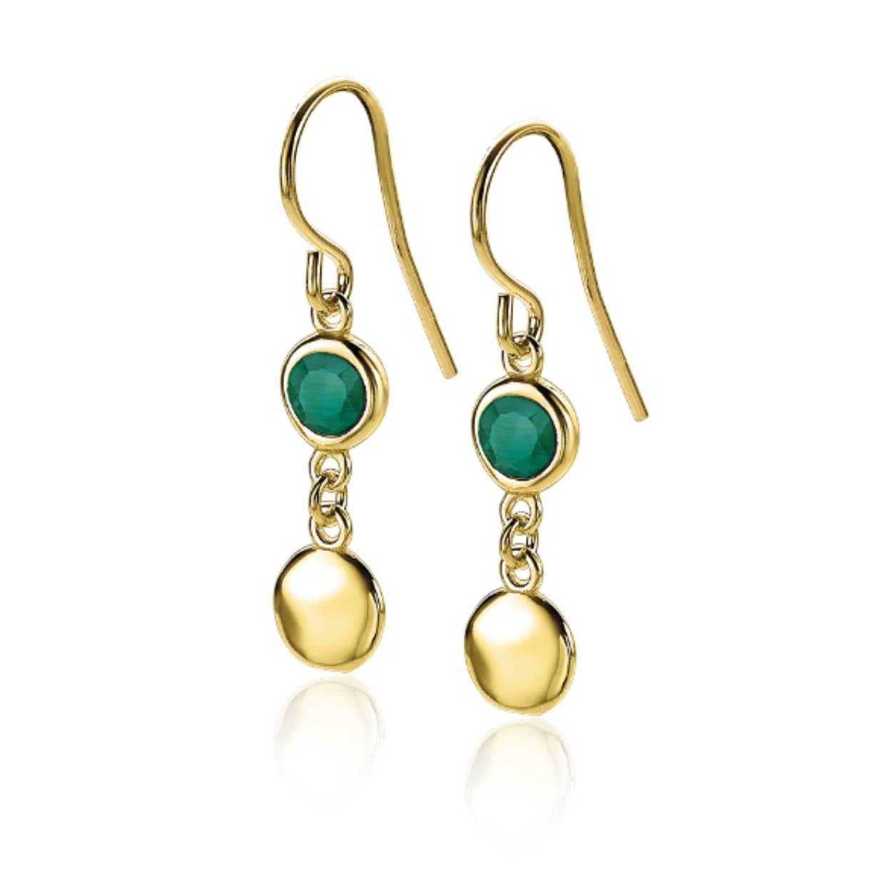 ZINZI zilveren oorhangers 14K geel verguld groen rond 21mm. Vervaardigd van eerste gehalte zilver (925) en extra 14K geel verguld.

Afmeting  21,5 x 1,2 x 7,5mm