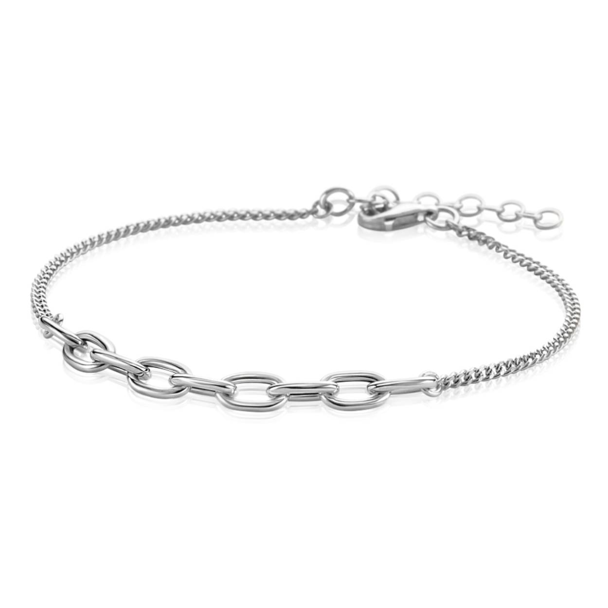 ZINZI zilveren gourmet armband met een tussenstuk van 9 grotere ovale schakels van 4,7mm breed. De lengte van deze armband is te variëren tussen 17 en 19,5 cm.Bij sluiting herkenbaar ZINZI, door het zilveren Zinzi hartje. Deze stoere, veelzijdige armband past bij elke outfit! Vervaardigd van eerste gehalte zilver (925) en extra rodium vergulding
