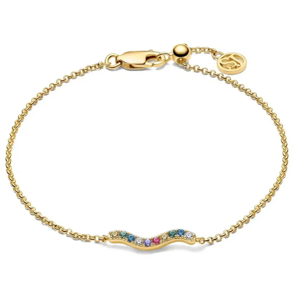 Sif Jakobs "Ellera Waves" Zilver vergulde armband met gekleurde zirkonia's