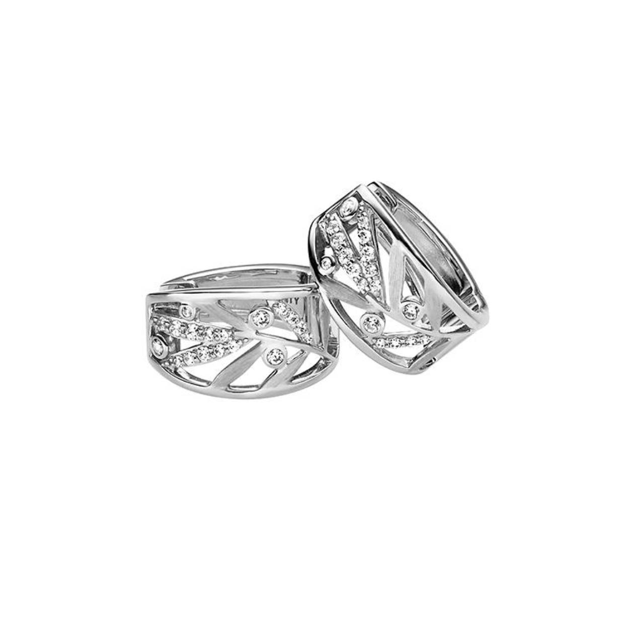 Deze prachtige oorringen zijn bezet met zirkonia. Deel van de ring is glanzend en het andere deel is mat zilver.