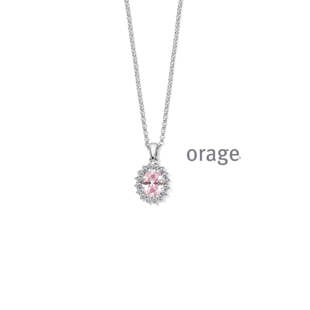 Orage Collier Zilver entourage roos