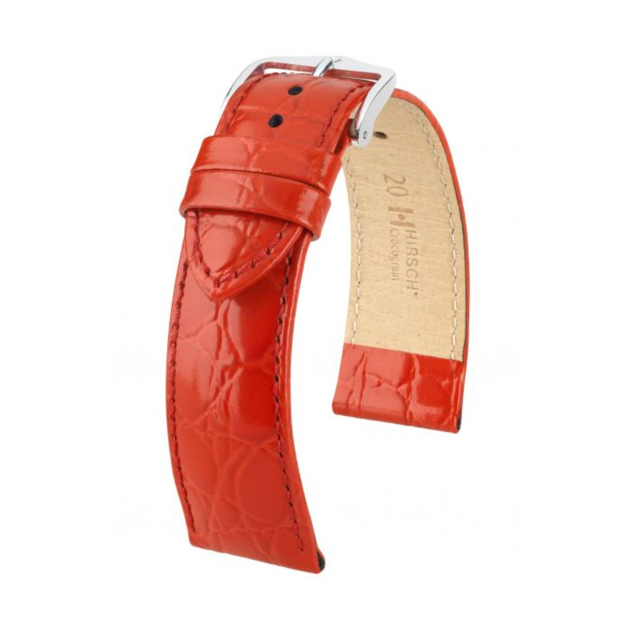 Het CROCOGRAIN horlogebandje doet zijn naam meer dan eer aan. Het glanzende kalfsleer met het originele krokodillenstempel en de bijbehorende karakteristieke oppervlaktestructuur maken van deze armband een echte blikvanger. De lichte bekroning en het discrete ton-sur-ton stiksel tonen de aandacht voor detail bij deze armband.