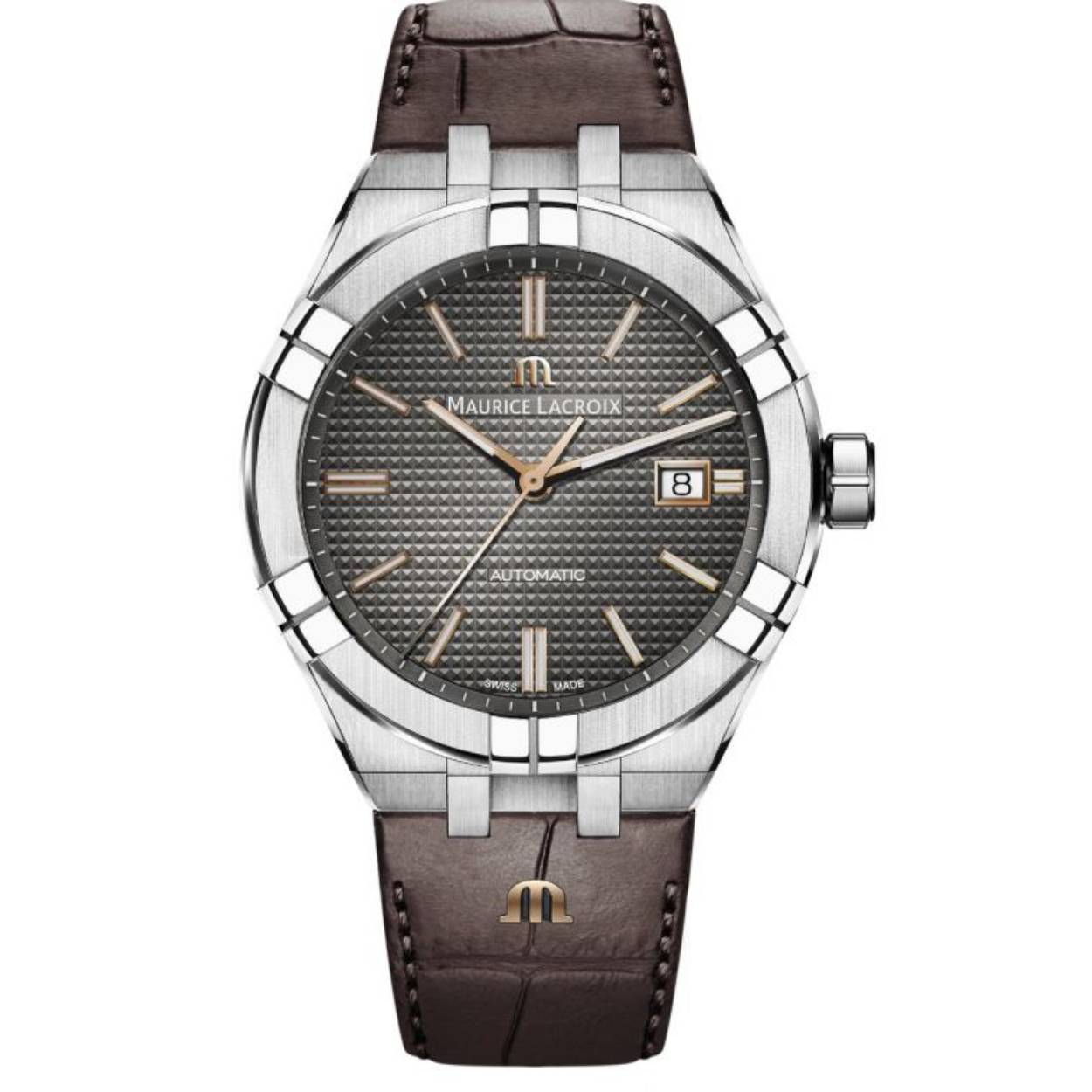AIKON AUTOMATIC MET DATUM 42MM.
Stedelijk geïnspireerde, eigentijdse esthetiek, ergonomisch ontwerp en een mechanisch hart maken dit de ideale aanvulling op het stadsleven. Met zijn speelse gebruik van contrasten en vormen maakt de AIKON Automatic een krachtig statement.
Diameter 42 mm. Stainless Steel. Saffierglas ontspiegeld. Open achterkant met ontspiegeld Saffierglas. Schroefkroon. 20 ATM waterdicht. Uurwerk Caliber ML115 gangreserve 38 uur.
Bruin Kalfsleren band met vlindersluiting.