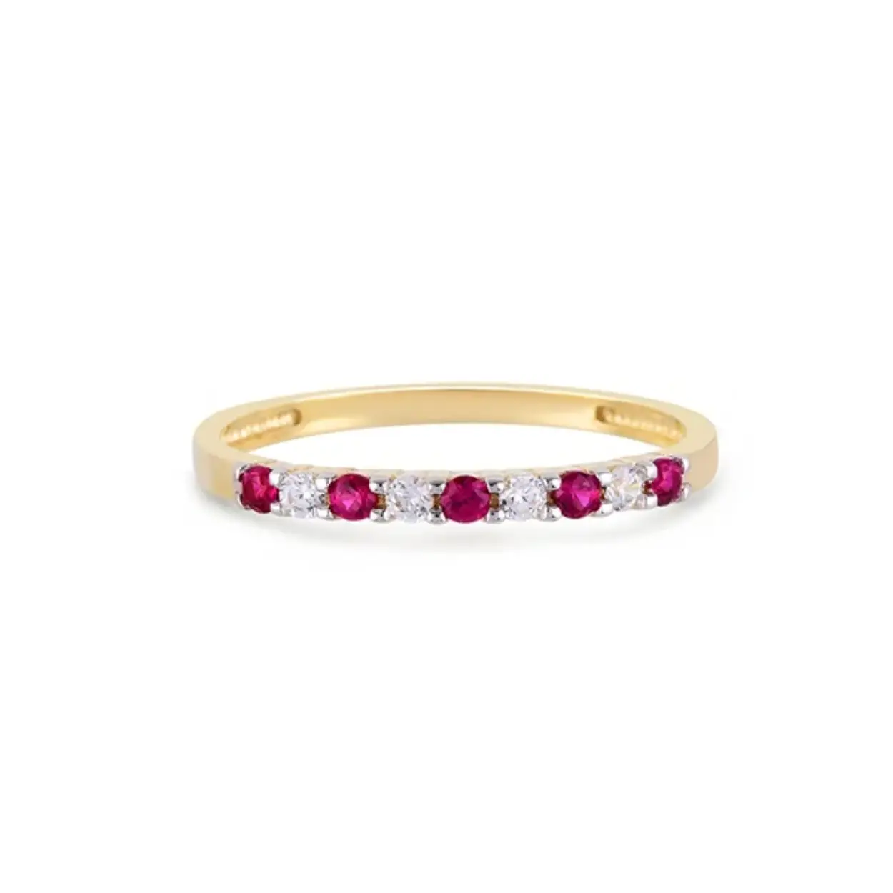 Swing Jewels 14 karaats geelgouden ring met rode en witte zirkonia's 