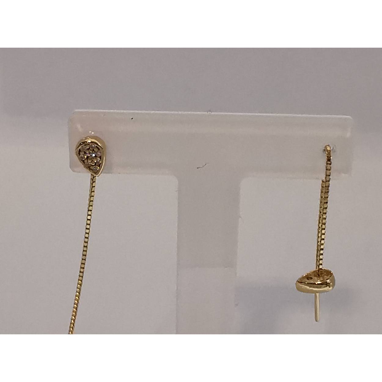 14 Karaat geel gouden oorhangers druppel bezet met zirkonia