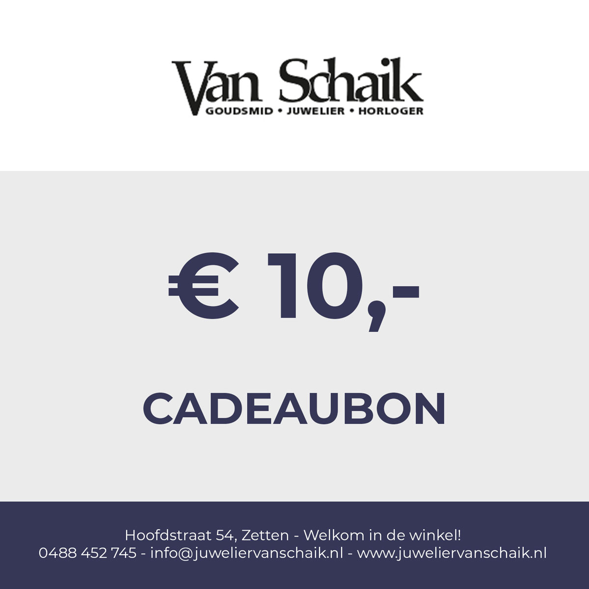 Koop online onze cadeaubon van € 10,-