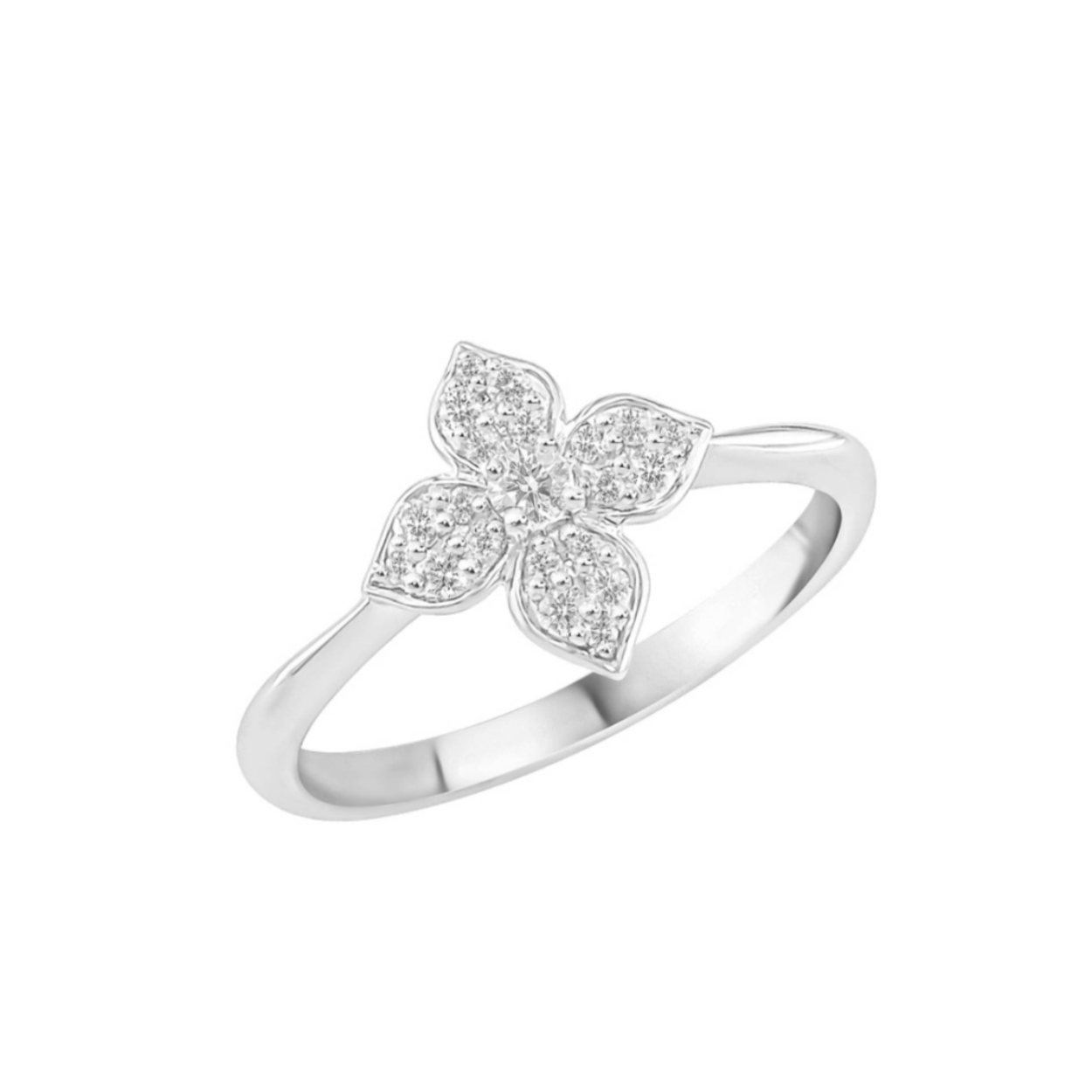 Een prachtige witgouden ring van 18kt - bloemvorm