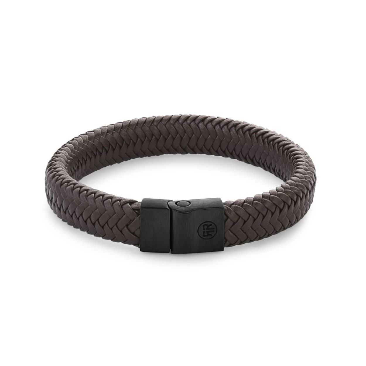 Rebel & rose armband full metal herringbone brown black L RR-M0023-B-L
