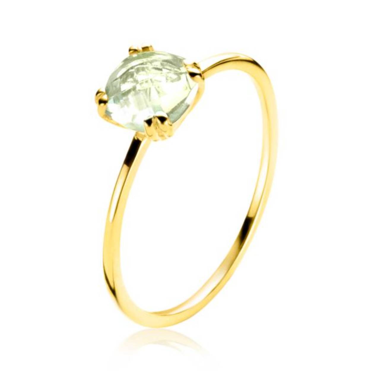 ZINZI GOLD RING MET GROENE AMETHIST GR376
